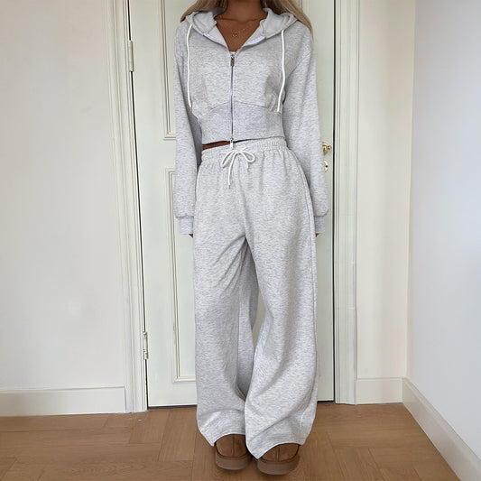 Premium Casual Hoodie-Set Damen 2-teilig – Zipper Kapuzenpullover & Hose Trainingsanzug - Sportswear Iron Monkey 23