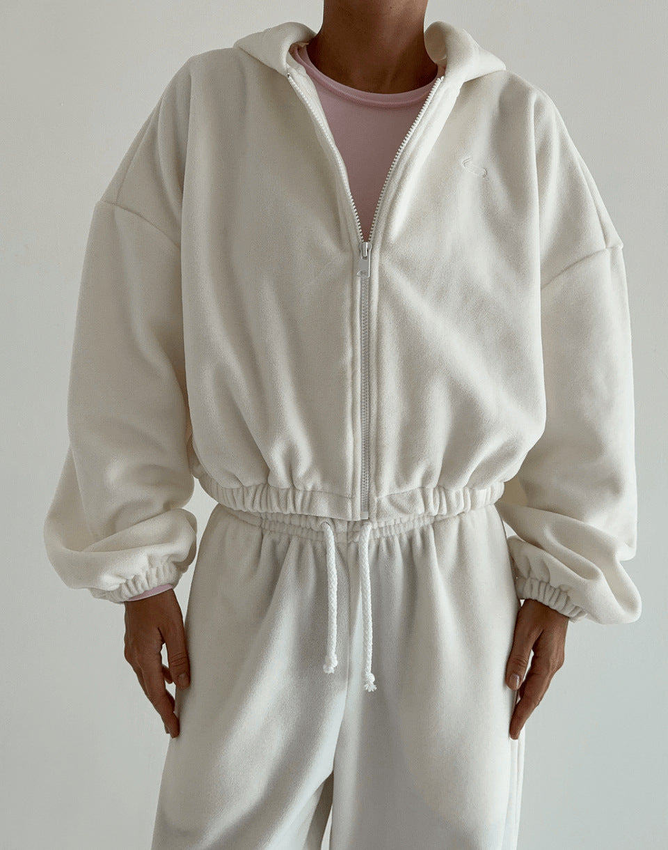Eprolo Damen 2-teiliges Hoodie-Cardigan-Set mit elastischer Hose in Unifarben, Langarm-Strickjacke und bequeme Hose.