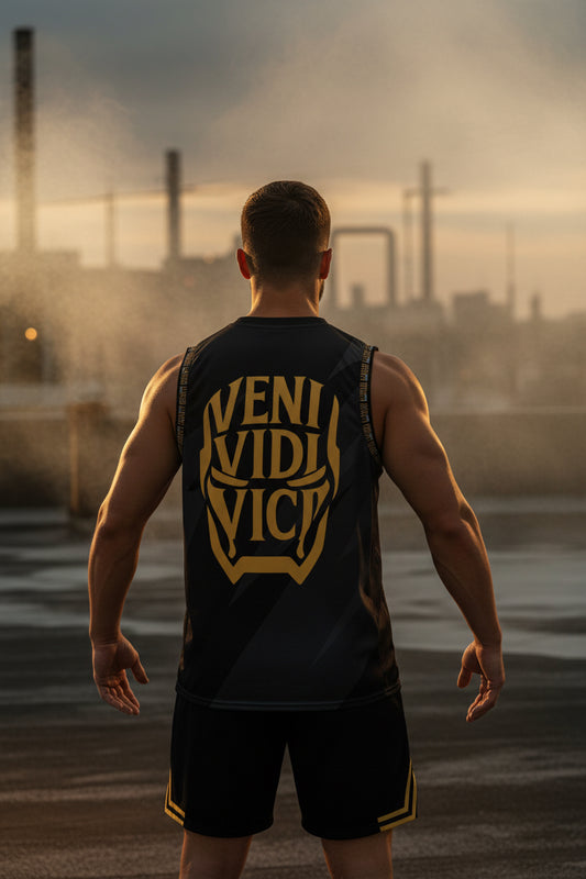 Recyceltes Unisex-Basketballtrikot von Sportswear Iron Monkey 23 mit All-over-Print, weißes Design, Rückenansicht