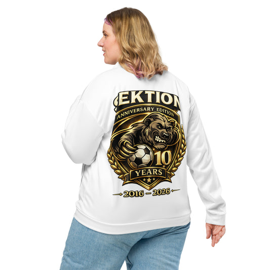Unisex Bomberjacke von Sportswear Iron Monkey 23 mit All-Over-Print in Weiß, Rückansicht, modisches Jakken-Design