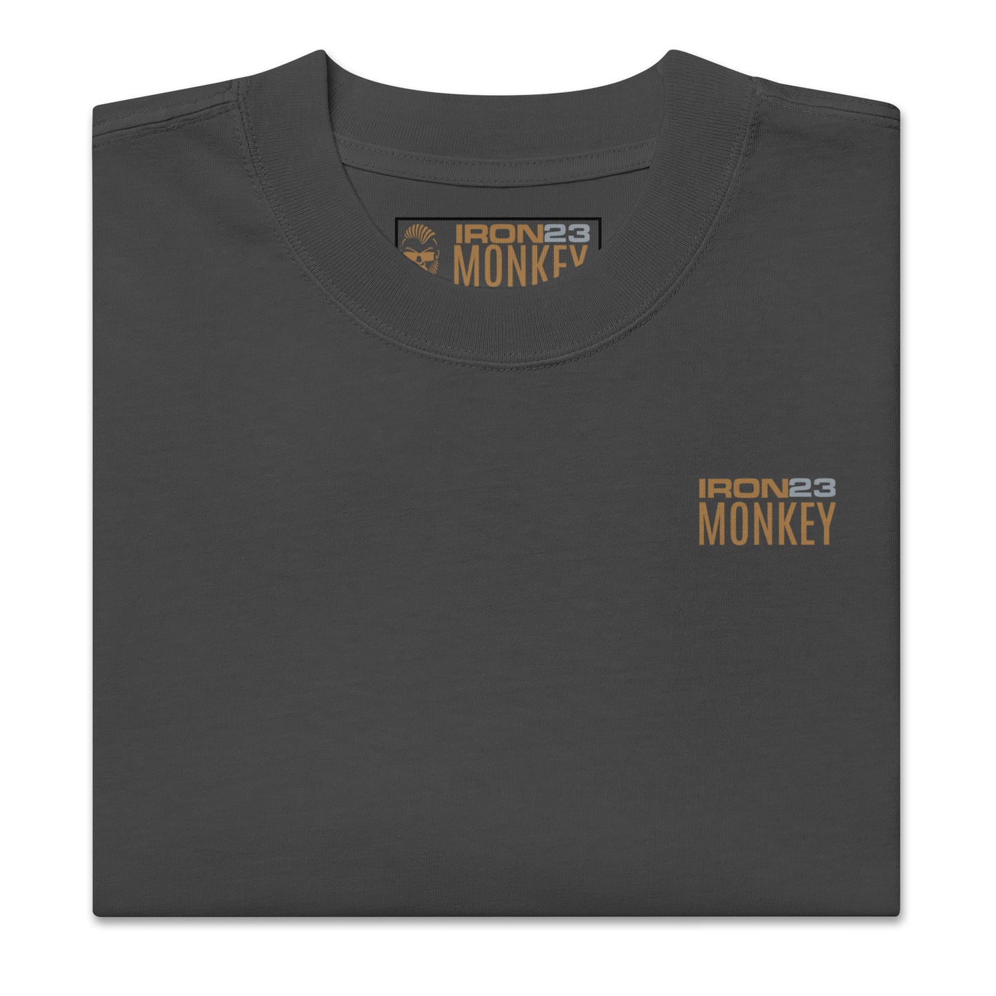 Herren Oversized T-Shirt von Sportswear Iron Monkey, verwaschener schwarzer Look, 100% Baumwolle, Frontansicht