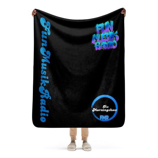 FunMusikRadio Sherpa-Decke Detail - Flauschige Kuscheldecke zweiseitig