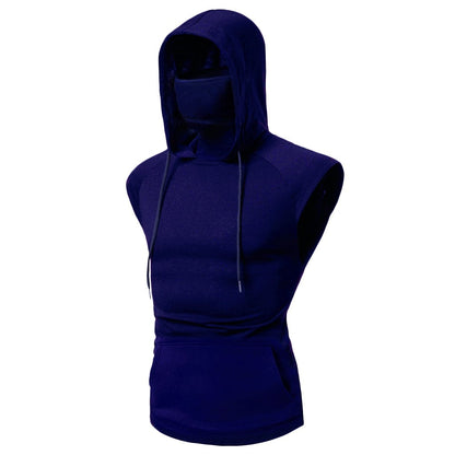 Premium Hooded Sports Vest Herren – Mask Button Splice Open-Forked Weste Ärmellos - Sportswear Iron Monkey 23