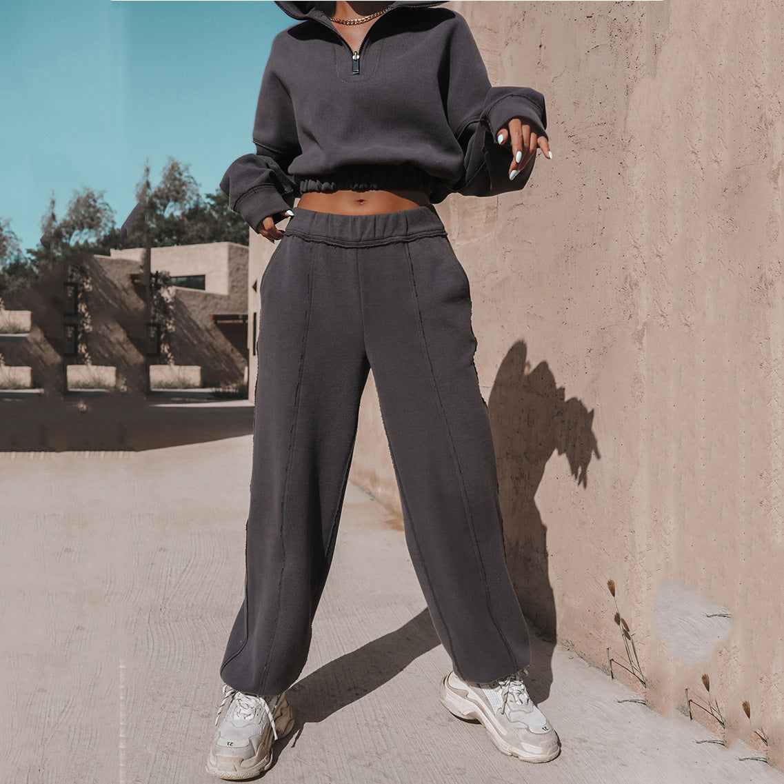 Eprolo Damen Sport-Hoodie-Set mit Kapuzenpullover und Trainingshose, bequemes zweites Set für sportliche Aktivitäten