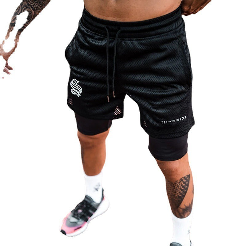 Herren Double Layer Sports Shorts von eprolo, 2-in-1 Basketball- und Laufhose mit atmungsaktivem Design.
