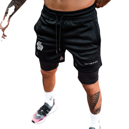 Herren Double Layer Sports Shorts von eprolo, 2-in-1 Basketball- und Laufhose mit atmungsaktivem Design.
