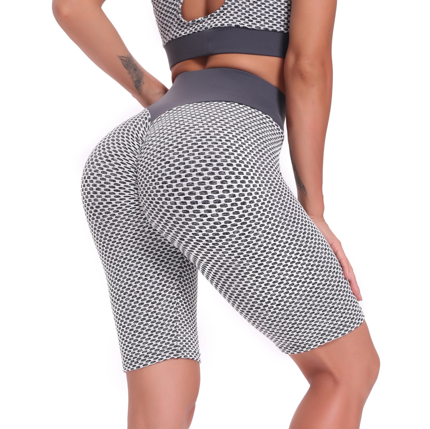 Premium Honey Peach Yoga-Hose Damen – High-Waist Leggings mit Honeycomb-Struktur - Sportswear Iron Monkey 23