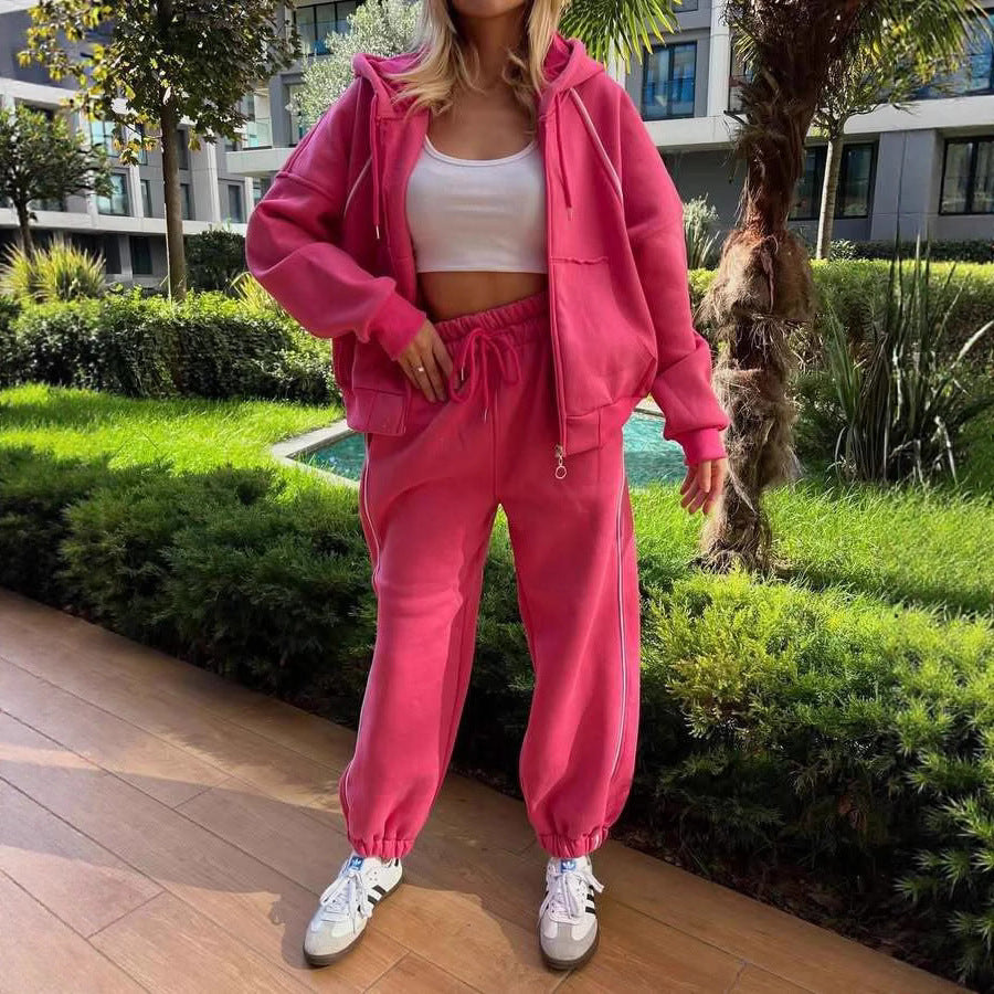 Premium Striped Hoodie-Set Damen 2-teilig – Fashion Sporty Casual Kapuzenpullover & Hose - Sportswear Iron Monkey 23