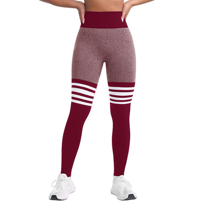 Premium Striped Peach Yoga-Hose Damen – Seamless High-Waist Hip-Lift Fitness Leggings - Sportswear Iron Monkey 23