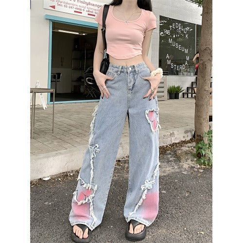 Premium Graffiti Denim Hose Unisex – Retro Wide Leg Jeans mit Streetart-Print - Sportswear Iron Monkey 23