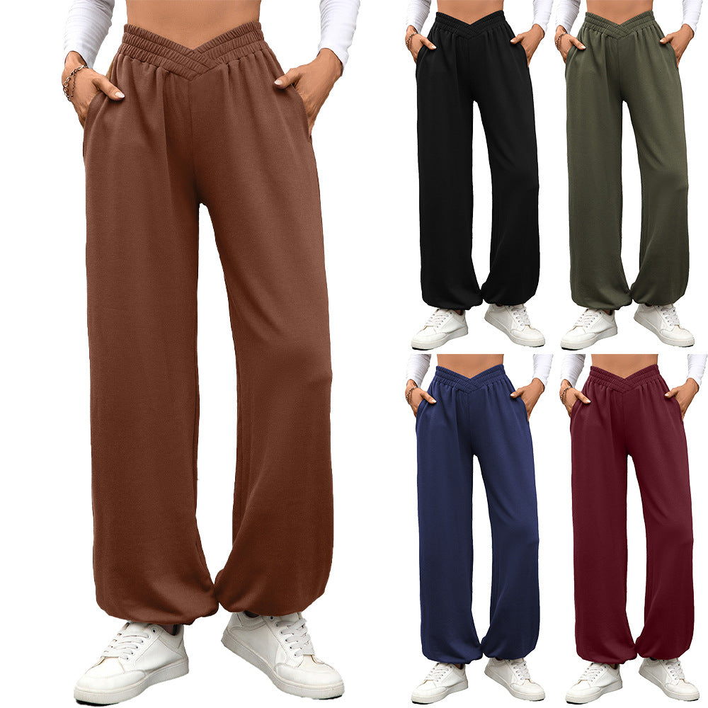 Damen-weite Hose von eprolo mit elastischem Bund, seitlichen Taschen und lockerer Passform, ideal für komfortablen Casual-Look