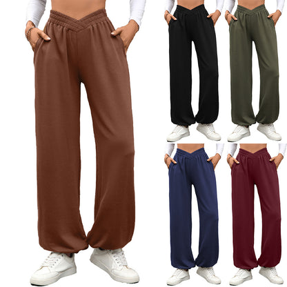 Damen-weite Hose von eprolo mit elastischem Bund, seitlichen Taschen und lockerer Passform, ideal für komfortablen Casual-Look
