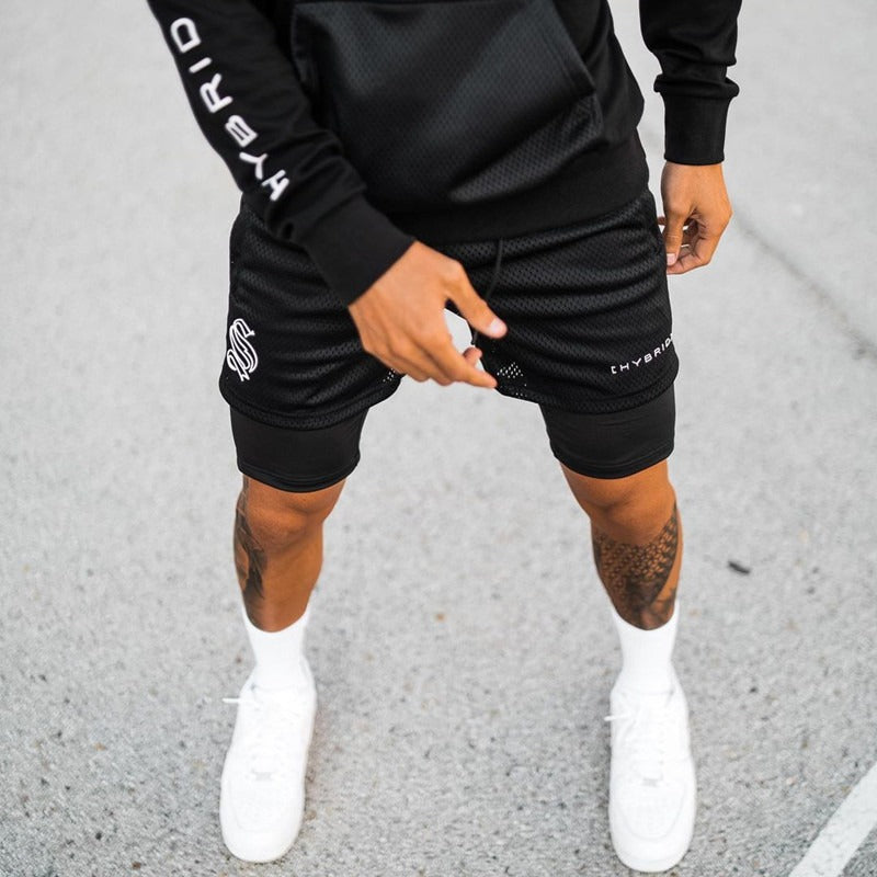 Herren Double Layer Sports Shorts von eprolo, 2-in-1 Basketball- und Laufhose mit atmungsaktivem Material, zweilagiges Design
