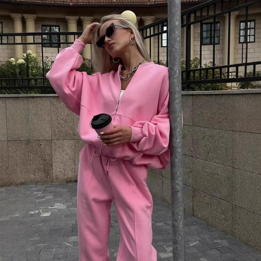Damen-Set mit eprolo Zipper Hoodie und Hose, casual Kapuzenpullover und bequeme Hose im minimalistischen Design