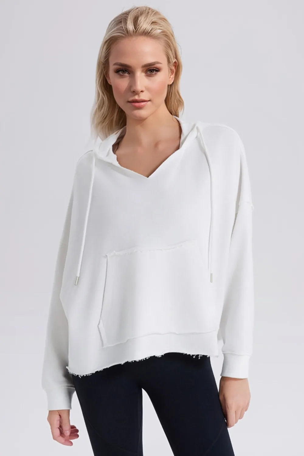 Damen Hoodie von eprolo, langarm mit Kapuzen, Kordelzug und frayed Hem, weiches, bequemes Design für kalte Tage