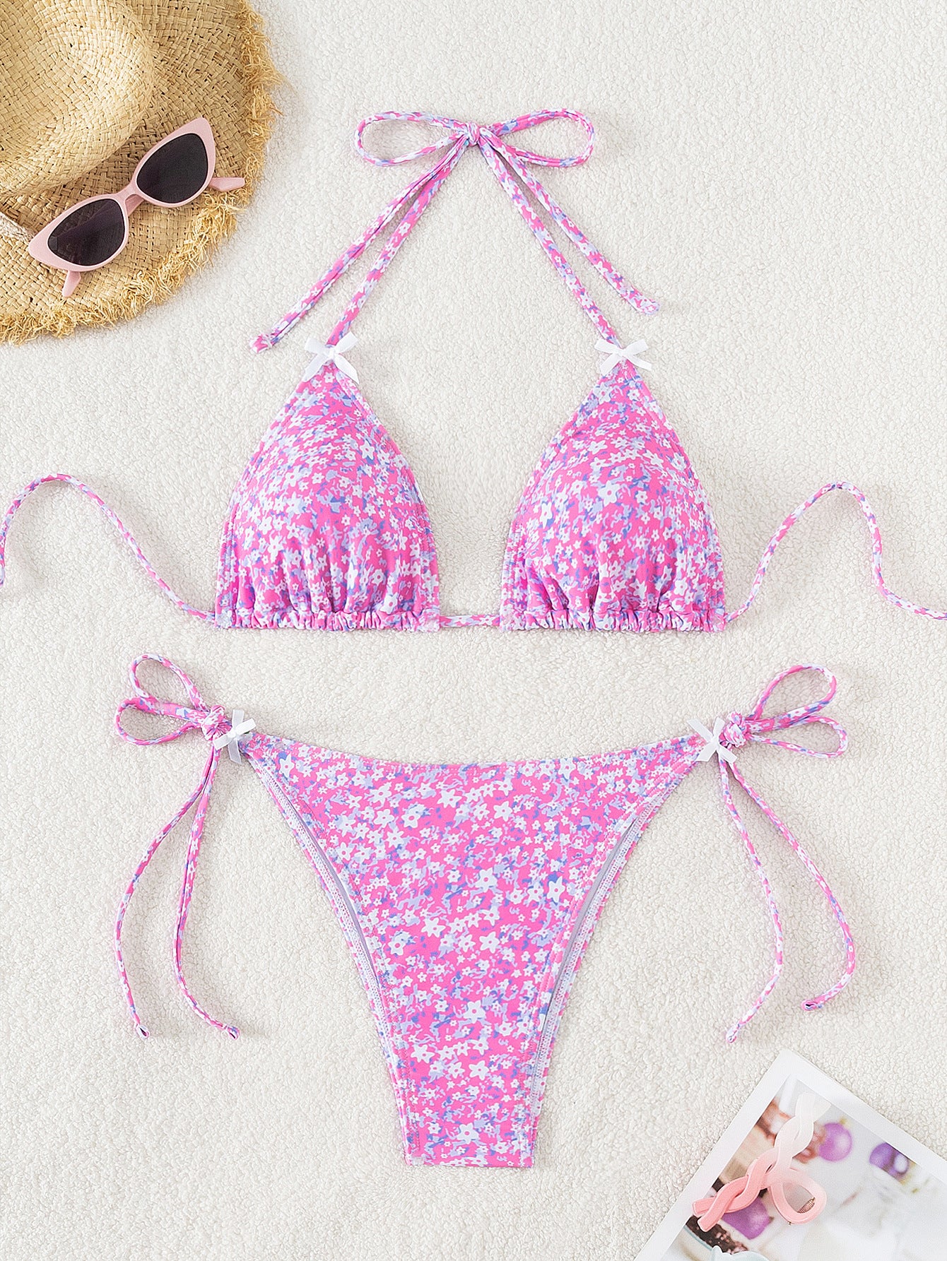 Premium Floral Triangle Bikini Damen – Sexy Lace-Up Split Swimsuit mit Blumenmuster - Sportswear Iron Monkey 23