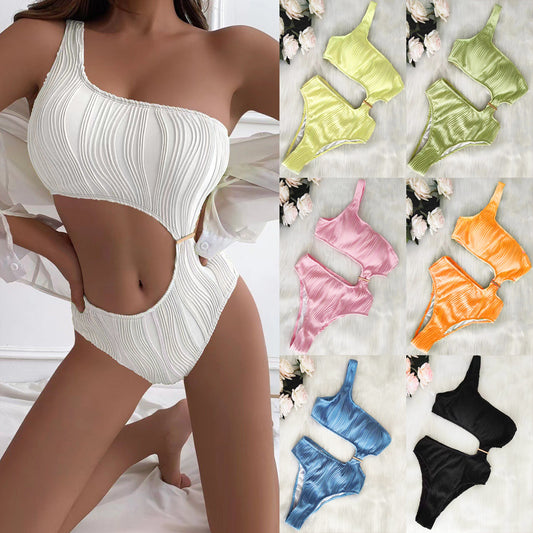 Premium One-Shoulder Badeanzug Damen – Sexy Solid Color Einteiler Swimsuit - Sportswear Iron Monkey 23