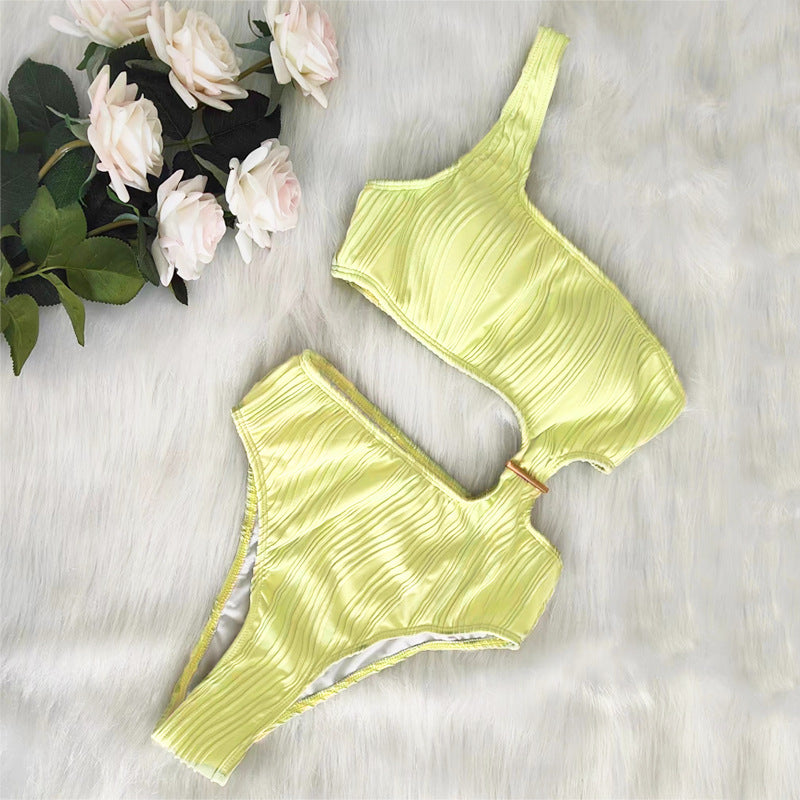 Premium One-Shoulder Badeanzug Damen – Sexy Solid Color Einteiler Swimsuit - Sportswear Iron Monkey 23