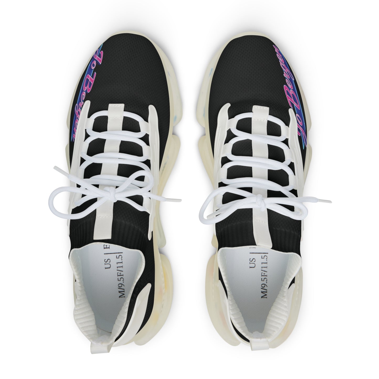 Jo Bergen Team Herren Mesh-Sneaker mit Memory Foam, schwarze und weiße Laufschuhe, atmungsaktive Sportschuhe von Printify