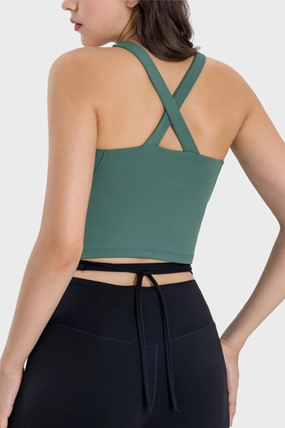 Damen Fitness-Top eprolo Premium Crisscross Active Cami mit griechischem Ausschnitt und Kreuzdesign, Sporttop für Workout und Fitness