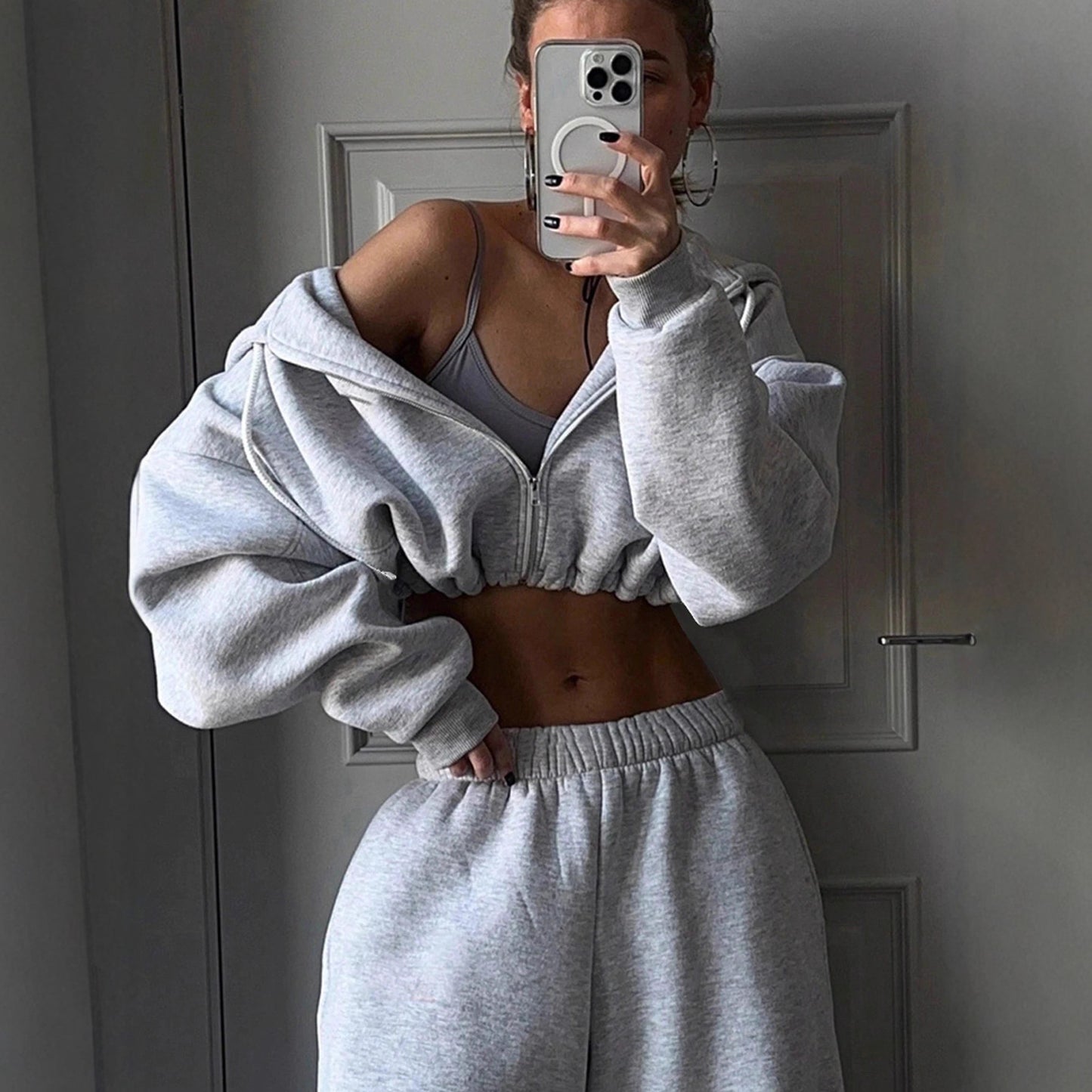 Premium Casual Hoodie-Set Damen 2-teilig – Fashion Sporty Langarm Trainingsanzug Herbst Winter - Sportswear Iron Monkey 23