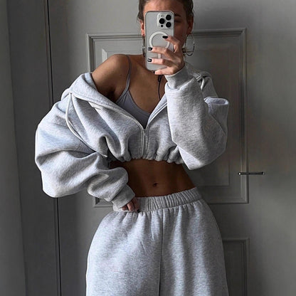 Premium Casual Hoodie-Set Damen 2-teilig – Fashion Sporty Langarm Trainingsanzug Herbst Winter - Sportswear Iron Monkey 23