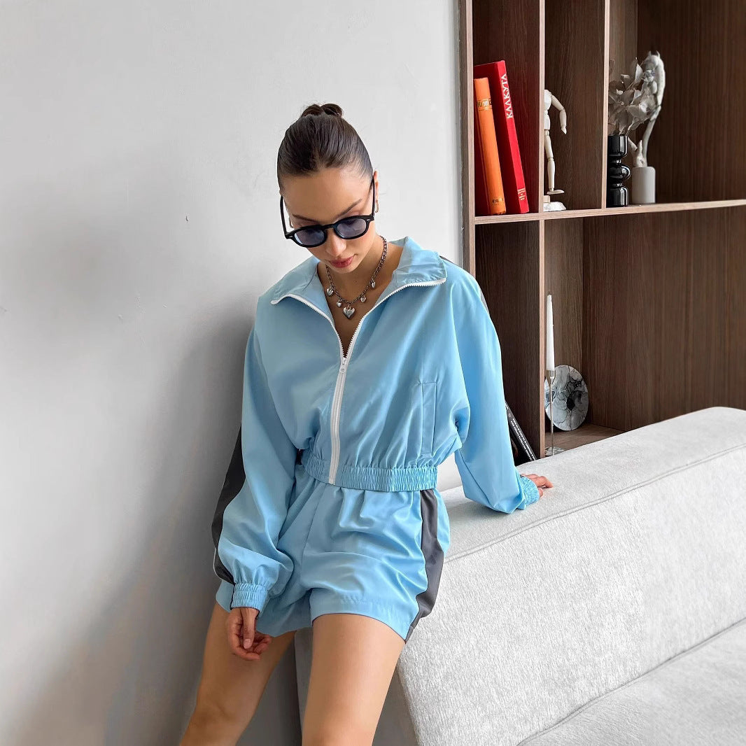 Premium Zipper Hoodie Set Damen 2-teilig – Langarm Kapuzenpullover & Shorts Casual Activewear - Sportswear Iron Monkey 23