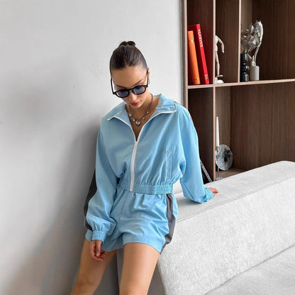 Premium Zipper Hoodie Set Damen 2-teilig – Langarm Kapuzenpullover & Shorts Casual Activewear - Sportswear Iron Monkey 23