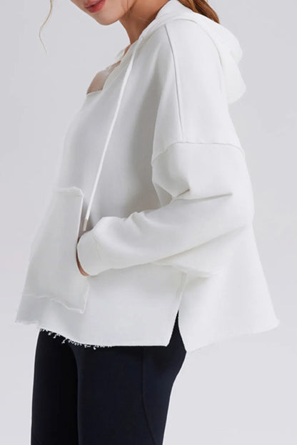 Damen Premium Hoodie von eprolo mit Kapuzen, Kordelzug und Frayed Hem, langärmelig und bequem für entspannte Looks