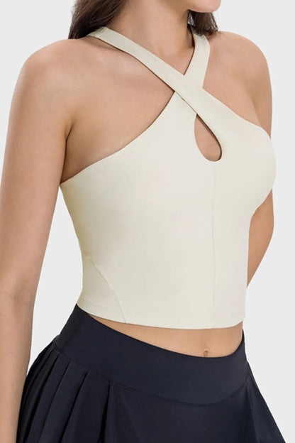 Damen-Top eprolo Premium Crisscross Active Cami mit griechischem Hals und Kreuzdesign für Fitness und Training