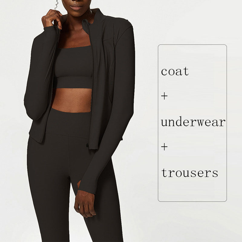 Premium Yoga-Set Damen 3-teilig – Nude Seamless Fitness Set Sport-BH, Leggings & Shorts - Sportswear Iron Monkey 23