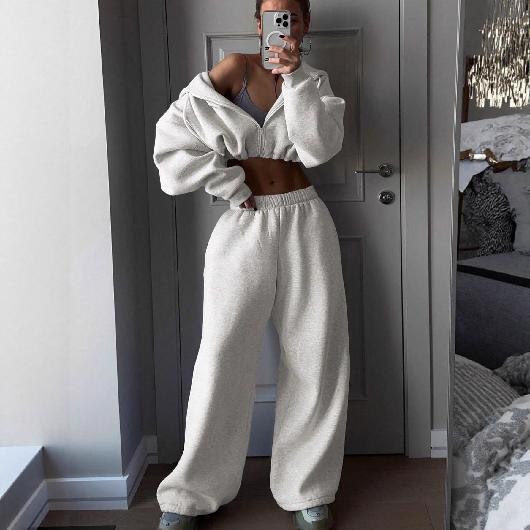 Premium Casual Hoodie-Set Damen 2-teilig – Fashion Sporty Langarm Trainingsanzug Herbst Winter - Sportswear Iron Monkey 23