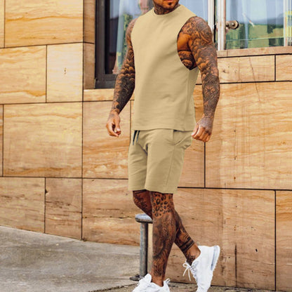 Herren Sportsanzug 2-teilig von eprolo, ärmelloses Top und Shorts, Sommer Set, bequeme Sporthose, sportliche Freizeitkleidung