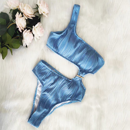 Premium One-Shoulder Badeanzug Damen – Sexy Solid Color Einteiler Swimsuit - Sportswear Iron Monkey 23