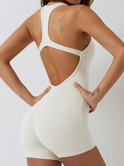 Ärmelloser Damen Fitness-Jumpsuit von eprolo, Racerback-Design, Rückenausschnitt, ideal für sportliche Aktivitäten.