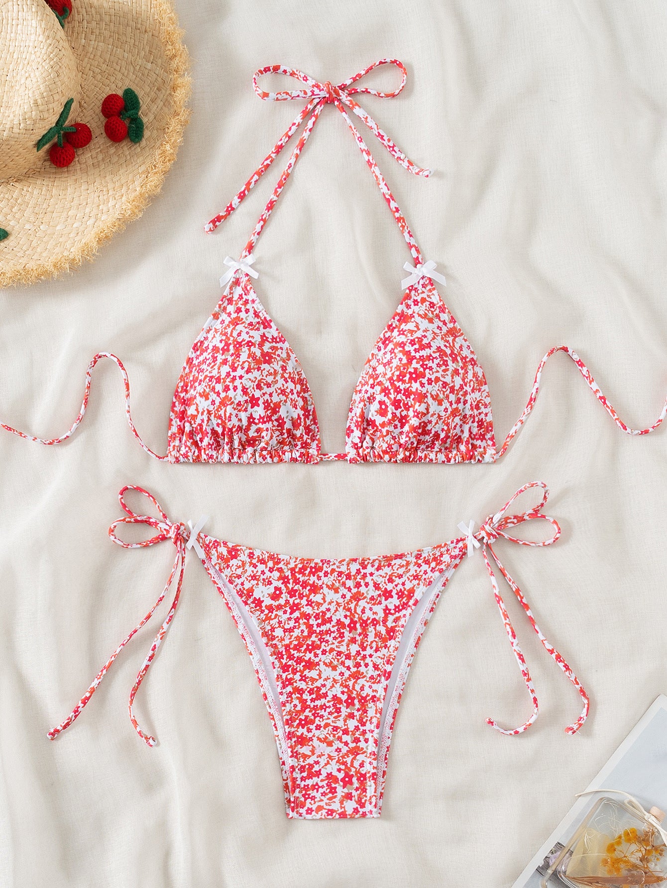 Premium Floral Triangle Bikini Damen – Sexy Lace-Up Split Swimsuit mit Blumenmuster - Sportswear Iron Monkey 23