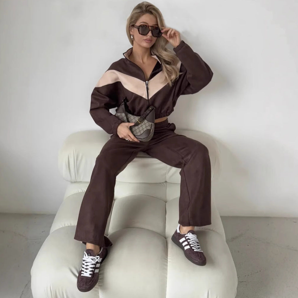 Eprolo Premium Damen Sport-Set mit elastischer Hose und Langarmjacke für Training und Freizeit, sportlich und bequem.