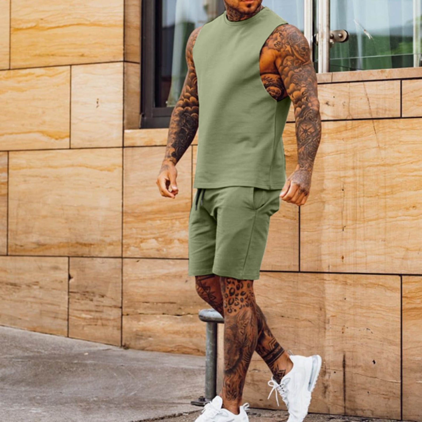Herren Sportsanzug von eprolo, 2-teiliges Sommer-Set mit ärmellosem Top und Shorts, sportliche und bequeme Kleidung.