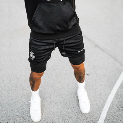 Doppellagige Herren-Sporthose für Basketball, Laufen und Fitness, 2-in-1 Design, eprolo Markenhose, elastisch und bequem