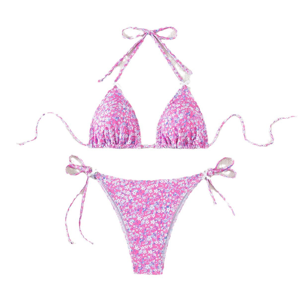 Premium Floral Triangle Bikini Damen – Sexy Lace-Up Split Swimsuit mit Blumenmuster - Sportswear Iron Monkey 23