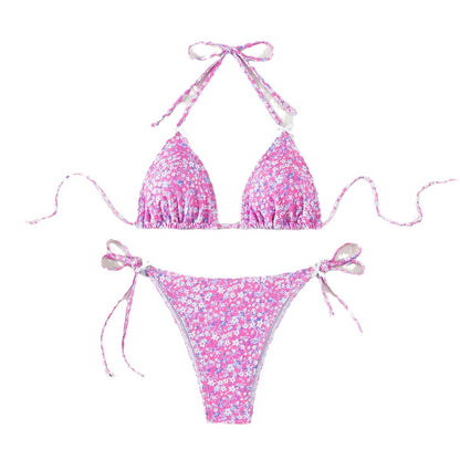 Premium Floral Triangle Bikini Damen – Sexy Lace-Up Split Swimsuit mit Blumenmuster - Sportswear Iron Monkey 23