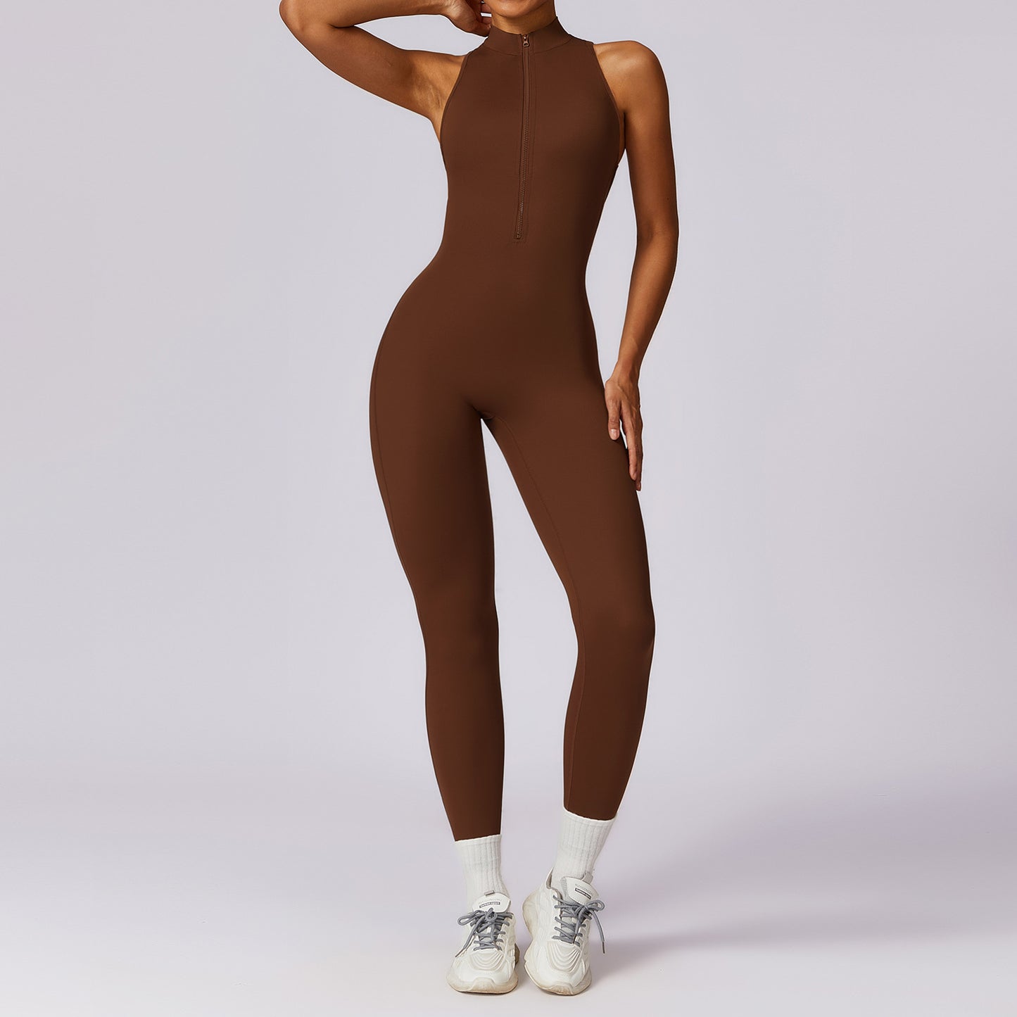 Premium Quick Zip Yoga-Jumpsuit Damen – High-Intensity Fitness Einteiler mit Rückendesign - Sportswear Iron Monkey 23