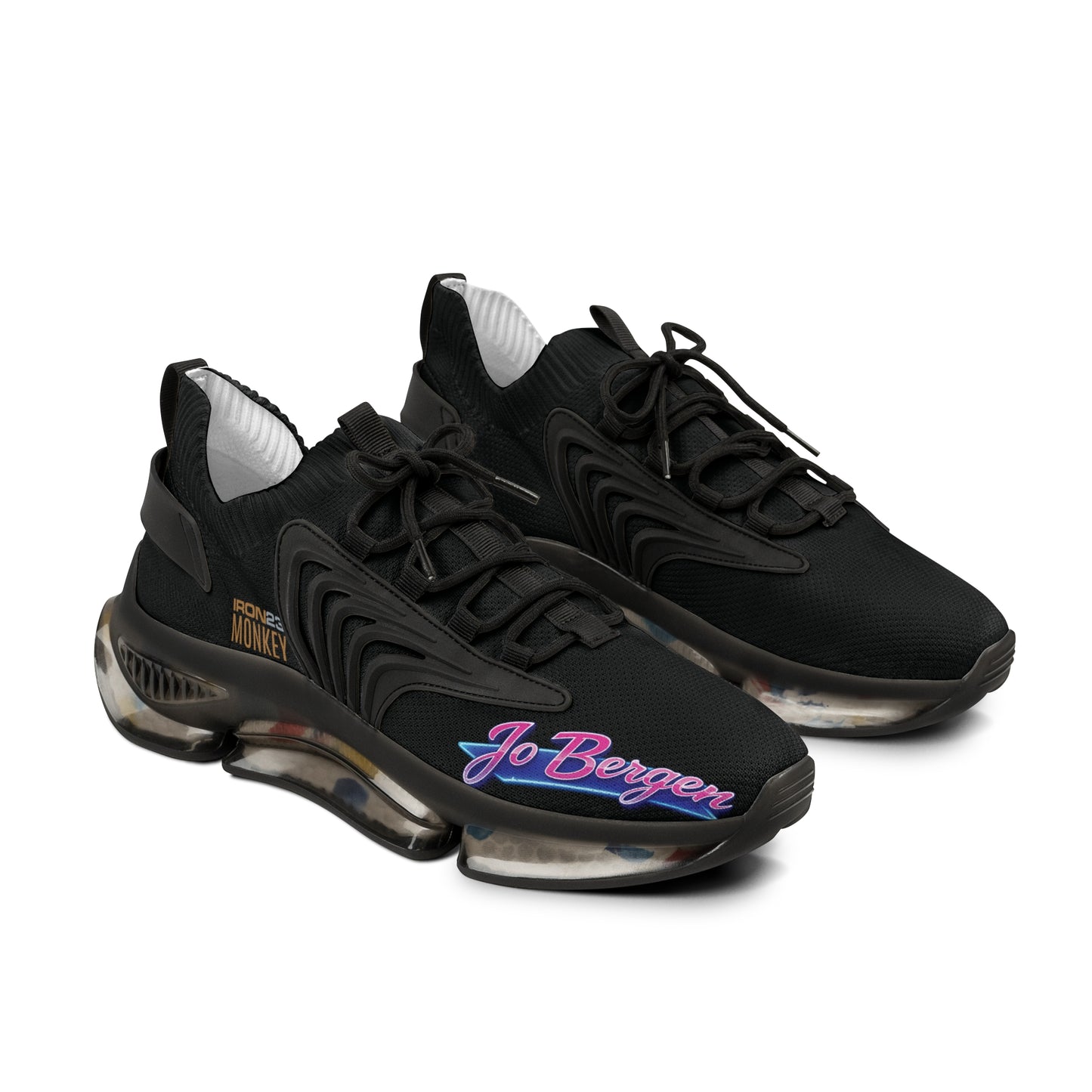 Herren Mesh-Sneaker von Jo Bergen Team mit Memory Foam, schwarze und weiße Laufschuhe, bequemes Design, Printify Marke
