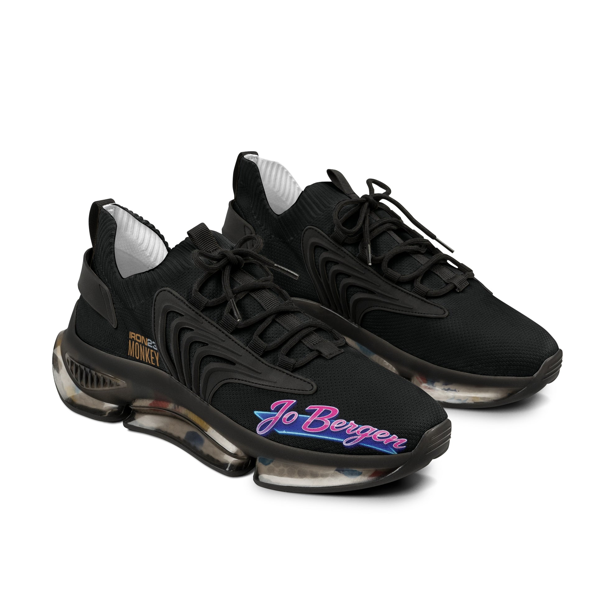 Herren Mesh-Sneaker von Jo Bergen Team mit Memory Foam, schwarze und weiße Laufschuhe, bequemes Design, Printify Marke