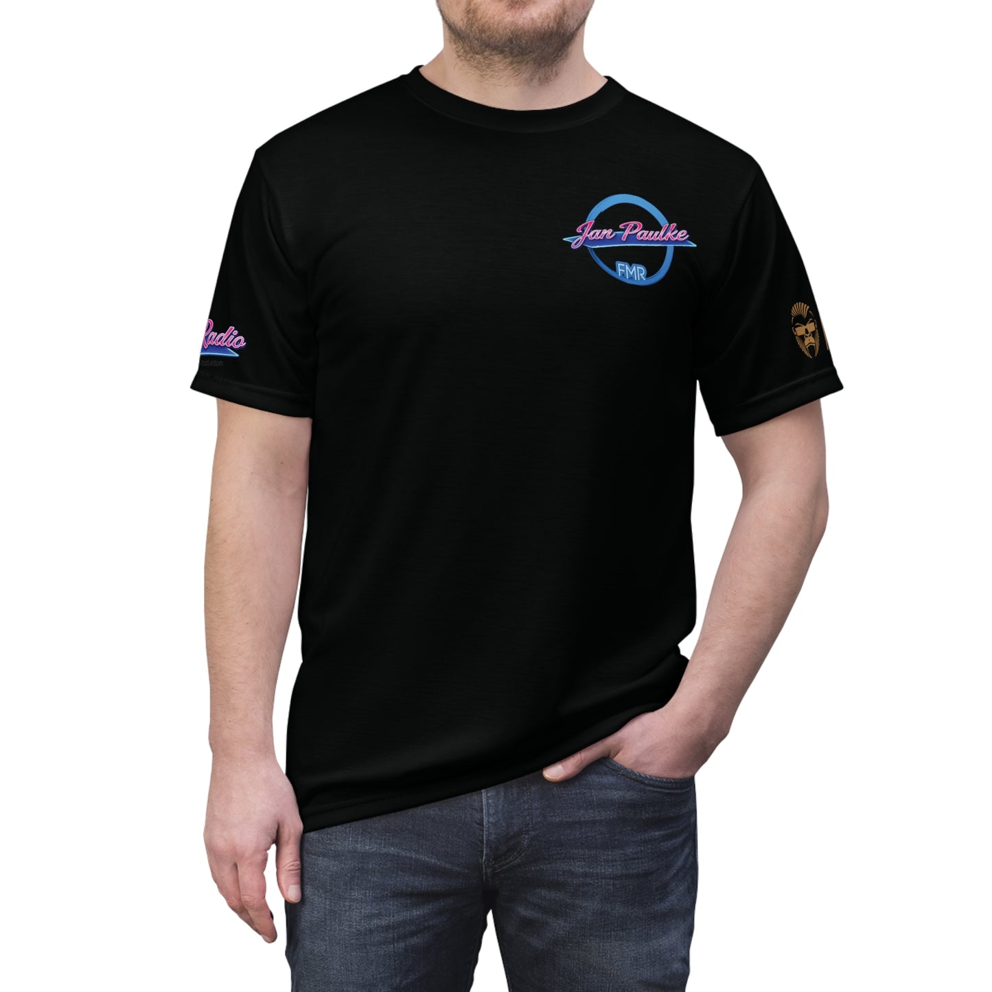 Unisex T-Shirt von Jan Paulke Team Funmusik Radio, Polyester, mit buntem Druck, bequemes Shirt aus Polyesterstoff.