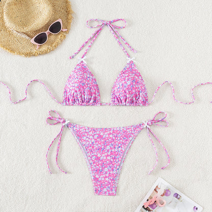 Premium Floral Triangle Bikini Damen – Sexy Lace-Up Split Swimsuit mit Blumenmuster - Sportswear Iron Monkey 23