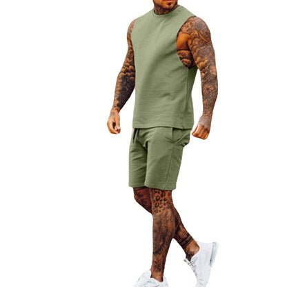 Herren Sportsanzug 2-teilig, ärmelloses Top und Shorts, Sommer Set, eprolo, sportliche Kleidung, bequem und atmungsaktiv