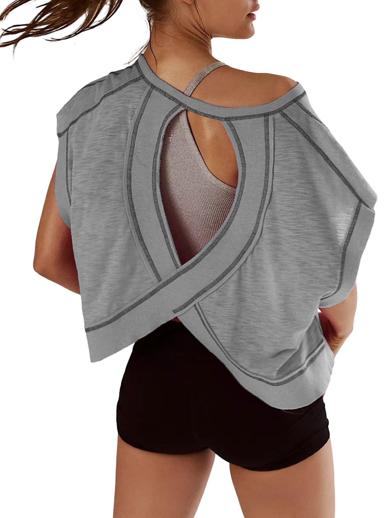 Premium Yoga-Shirt Damen – Lockeres Rücken-Design T-Shirt atmungsaktiv - Sportswear Iron Monkey 23