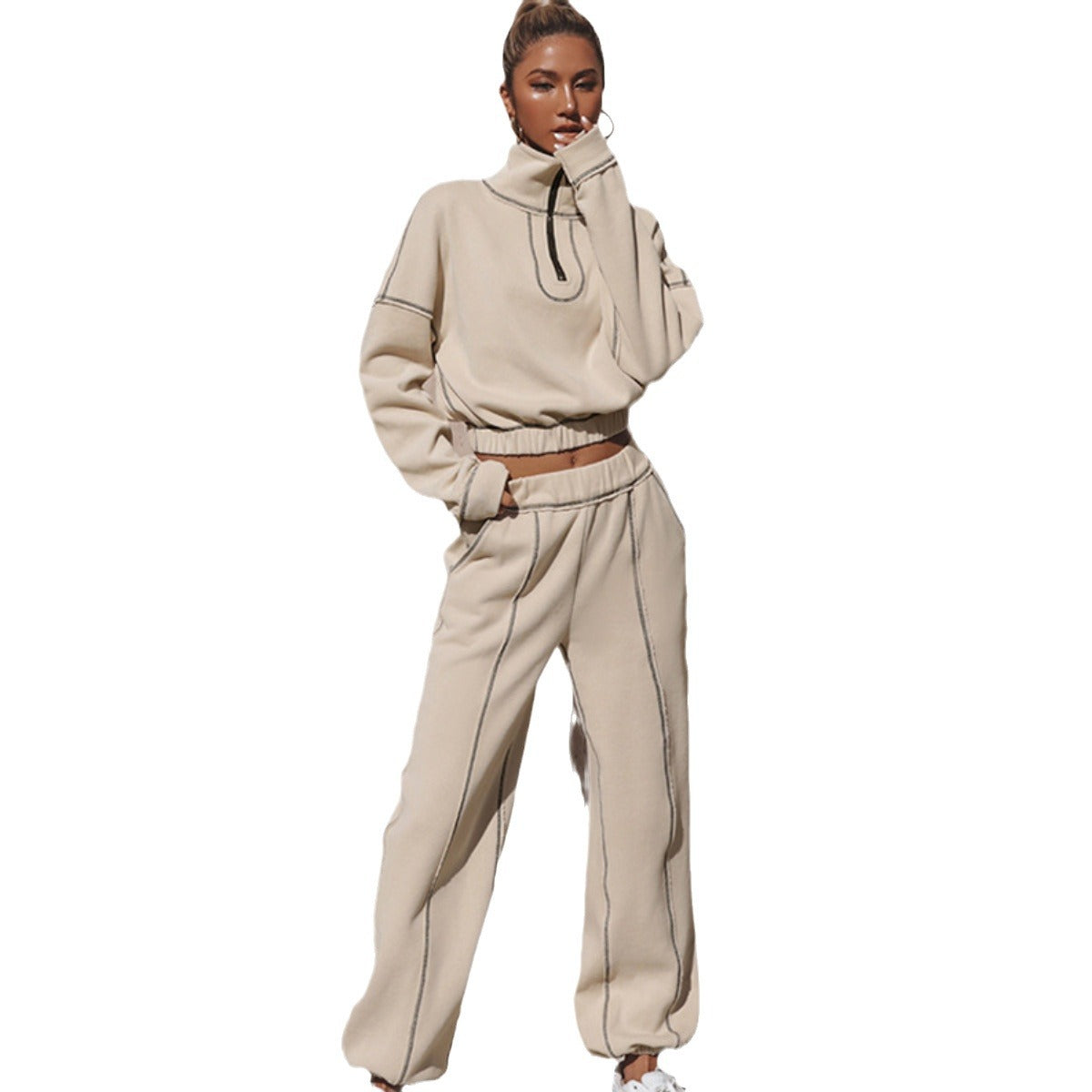 Damen Sport-Hoodie-Set von eprolo, 2-teilig mit Kapuzenpullover und Sporthose, bequemes Trainingsanzug-Design