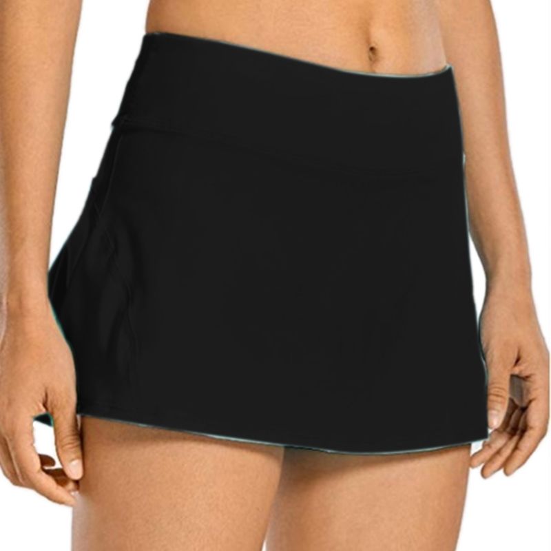 Damen 2-in-1 Skort von eprolo, Sporthose für Tennis, Golf und Laufen, mit integrierter Shorts, in Blau und Schwarz.